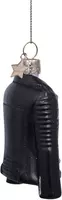 Vondels glazen kerstbal biker jas 8.5cm zwart  - afbeelding 3