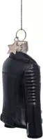 Vondels glazen kerstbal biker jas 8.5cm zwart - afbeelding 3