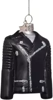 Vondels glazen kerstbal biker jas 8.5cm zwart  - afbeelding 6