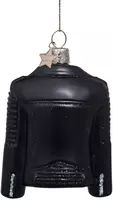 Vondels glazen kerstbal biker jas 8.5cm zwart  - afbeelding 4