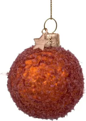 Vondels glazen kerstbal bitterbal 6cm bruin - afbeelding 1