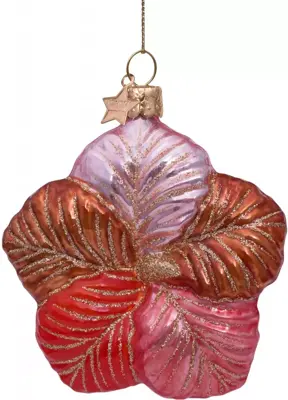 Vondels glazen kerstbal bloem 8.5cm multi - afbeelding 1
