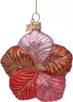 Vondels glazen kerstbal bloem 8.5cm multi - afbeelding 1