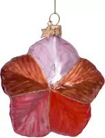 Vondels glazen kerstbal bloem 8.5cm multi - afbeelding 3
