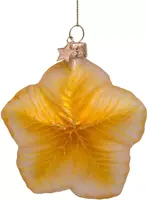 Vondels glazen kerstbal bloem 8cm geel - afbeelding 3