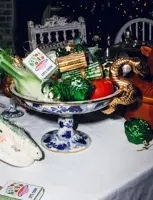 Vondels glazen kerstbal bloemkool 7.5cm wit, groen - afbeelding 3