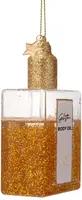 Vondels glazen kerstbal bodyolie 10cm goud, transparant - afbeelding 2