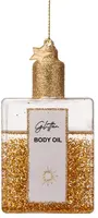 Vondels glazen kerstbal bodyolie 10cm goud, transparant - afbeelding 1
