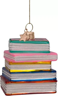 Vondels glazen kerstbal boeken 7.5cm multi - afbeelding 4