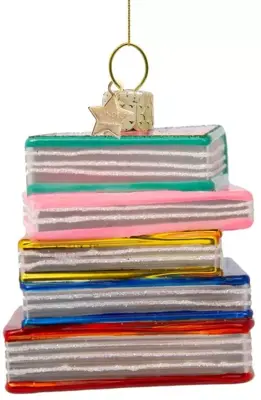 Vondels glazen kerstbal boeken 7.5cm multi - afbeelding 2