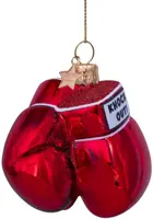 Vondels glazen kerstbal bokshandschoenen 8.5cm rood - afbeelding 2