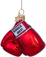 Vondels glazen kerstbal bokshandschoenen 8.5cm rood - afbeelding 3