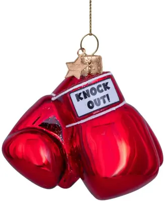 Vondels glazen kerstbal bokshandschoenen 8.5cm rood - afbeelding 1