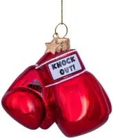 Vondels glazen kerstbal bokshandschoenen 8.5cm rood - afbeelding 1