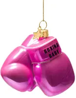 Vondels glazen kerstbal bokshandschoenen 'boxing babe' 8.5cm roze - afbeelding 3