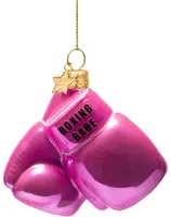 Vondels glazen kerstbal bokshandschoenen 'boxing babe' 8.5cm roze - afbeelding 1