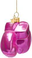 Vondels glazen kerstbal bokshandschoenen 'boxing babe' 8.5cm roze - afbeelding 2