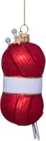 Vondels glazen kerstbal bolletje wol 11.5cm rood - afbeelding 2
