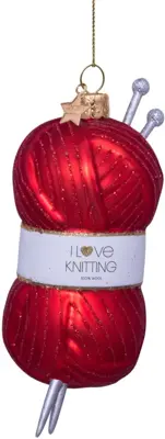 Vondels glazen kerstbal bolletje wol 11.5cm rood - afbeelding 1