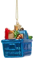 Vondels glazen kerstbal boodschappenmandje 6cm multi - afbeelding 3