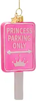 Vondels glazen kerstbal bord 'princess parking only' 11cm roze - afbeelding 1