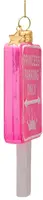 Vondels glazen kerstbal bord 'princess parking only' 11cm roze - afbeelding 2