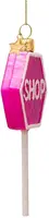 Vondels glazen kerstbal bord 'shop' 11cm roze - afbeelding 2