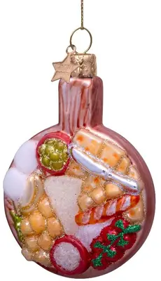 Vondels glazen kerstbal borrelplank 8cm multi - afbeelding 1