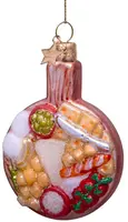 Vondels glazen kerstbal borrelplank 8cm multi - afbeelding 1