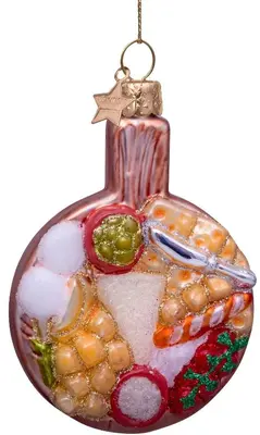 Vondels glazen kerstbal borrelplank 8cm multi - afbeelding 4