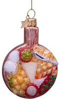 Vondels glazen kerstbal borrelplank 8cm multi - afbeelding 4
