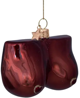 Vondels glazen kerstbal borsten 7cm bruin - afbeelding 4