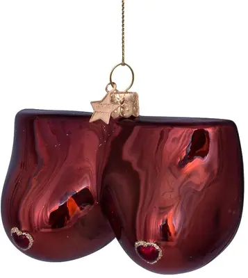 Vondels glazen kerstbal borsten 7cm bruin - afbeelding 2