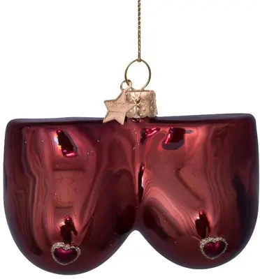 Vondels glazen kerstbal borsten 7cm bruin - afbeelding 1