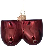 Vondels glazen kerstbal borsten 7cm bruin - afbeelding 1