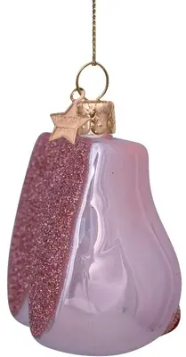 Vondels glazen kerstbal borsten 7cm roze - afbeelding 4