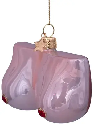 Vondels glazen kerstbal borsten 7cm roze - afbeelding 2