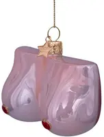 Vondels glazen kerstbal borsten 7cm roze - afbeelding 2