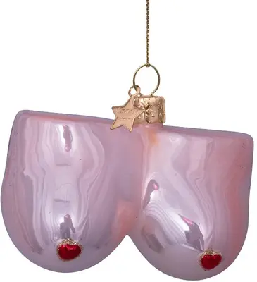 Vondels glazen kerstbal borsten 7cm roze - afbeelding 1