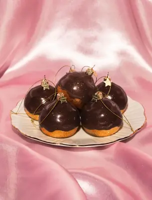 Vondels glazen kerstbal bossche bol 6cm bruin - afbeelding 3