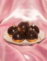 Vondels glazen kerstbal bossche bol 6cm bruin - afbeelding 3
