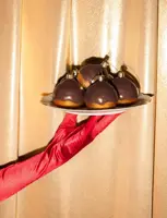 Vondels glazen kerstbal bossche bol 6cm bruin - afbeelding 4