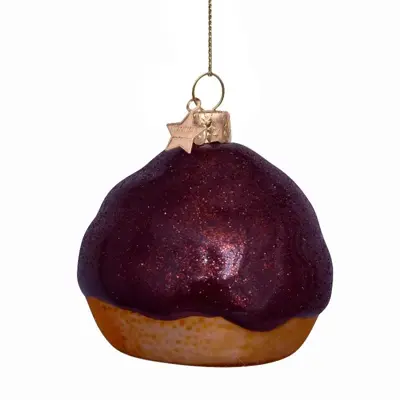 Vondels glazen kerstbal bossche bol 6cm bruin - afbeelding 2