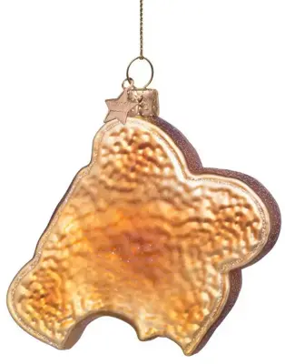 Vondels glazen kerstbal boterham met hagelslag 9cm bruin - afbeelding 4