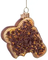Vondels glazen kerstbal boterham met hagelslag 9cm bruin - afbeelding 5