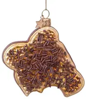 Vondels glazen kerstbal boterham met hagelslag 9cm bruin - afbeelding 1
