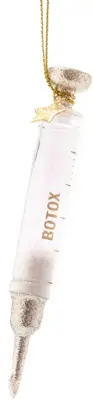 Vondels glazen kerstbal botoxspuit 9cm transparant - afbeelding 1