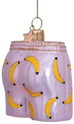 Vondels glazen kerstbal boxershort bananen 7.5cm roze - afbeelding 4