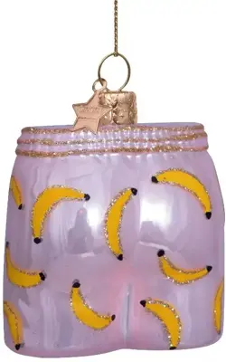 Vondels glazen kerstbal boxershort bananen 7.5cm roze - afbeelding 3