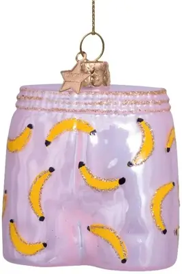 Vondels glazen kerstbal boxershort bananen 7.5cm roze - afbeelding 1